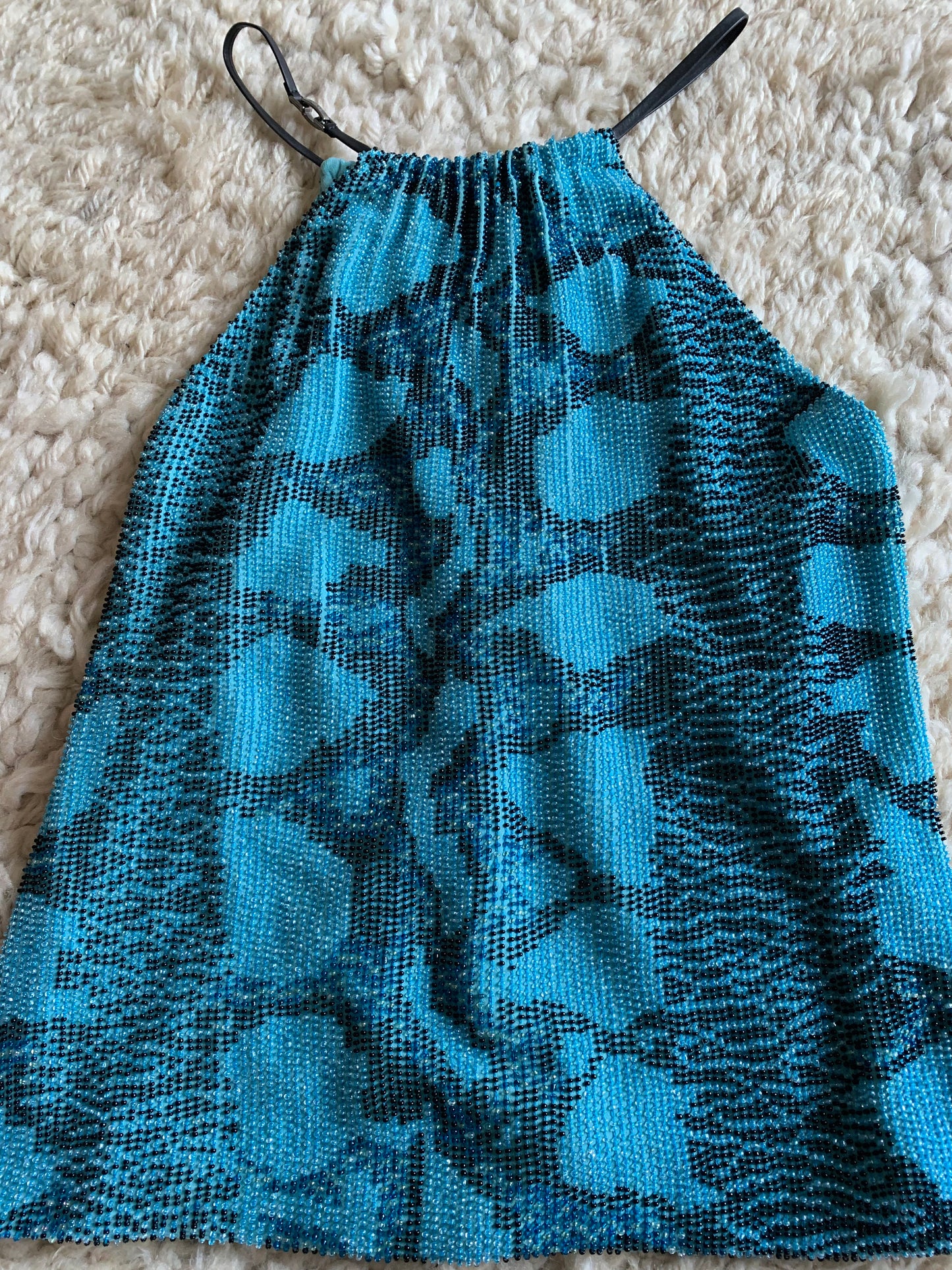 Vintage GUCCI by Tom Ford Beaded Embellished Leather Snakeskin Snake Skin Python Print Flowy Tank Top Evening Blouse Tunic Deep V - RARE!!!