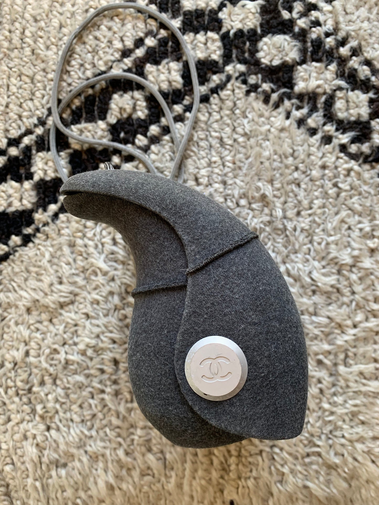 Vintage 1999 90's CHANEL Logo Grey Silver Monogram Millennium Butt Bag Hard Case Purse Shoulder Bum Bag Crossbody Cross body Canteen Clutch