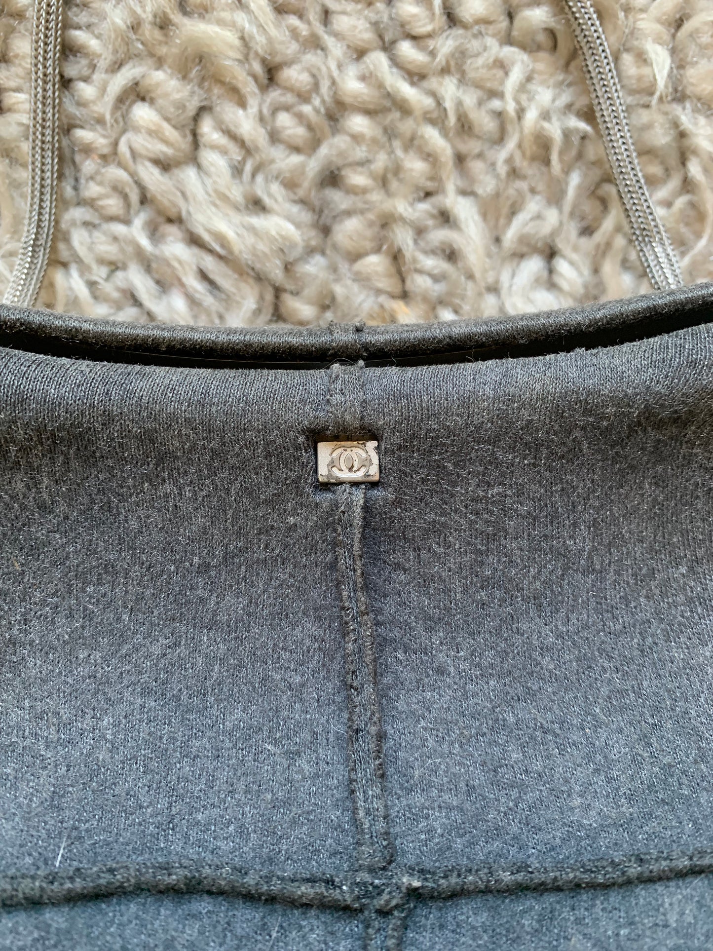 Vintage 1999 90's CHANEL Logo Grey Silver Monogram Millennium Butt Bag Hard Case Purse Shoulder Bum Bag Crossbody Cross body Canteen Clutch