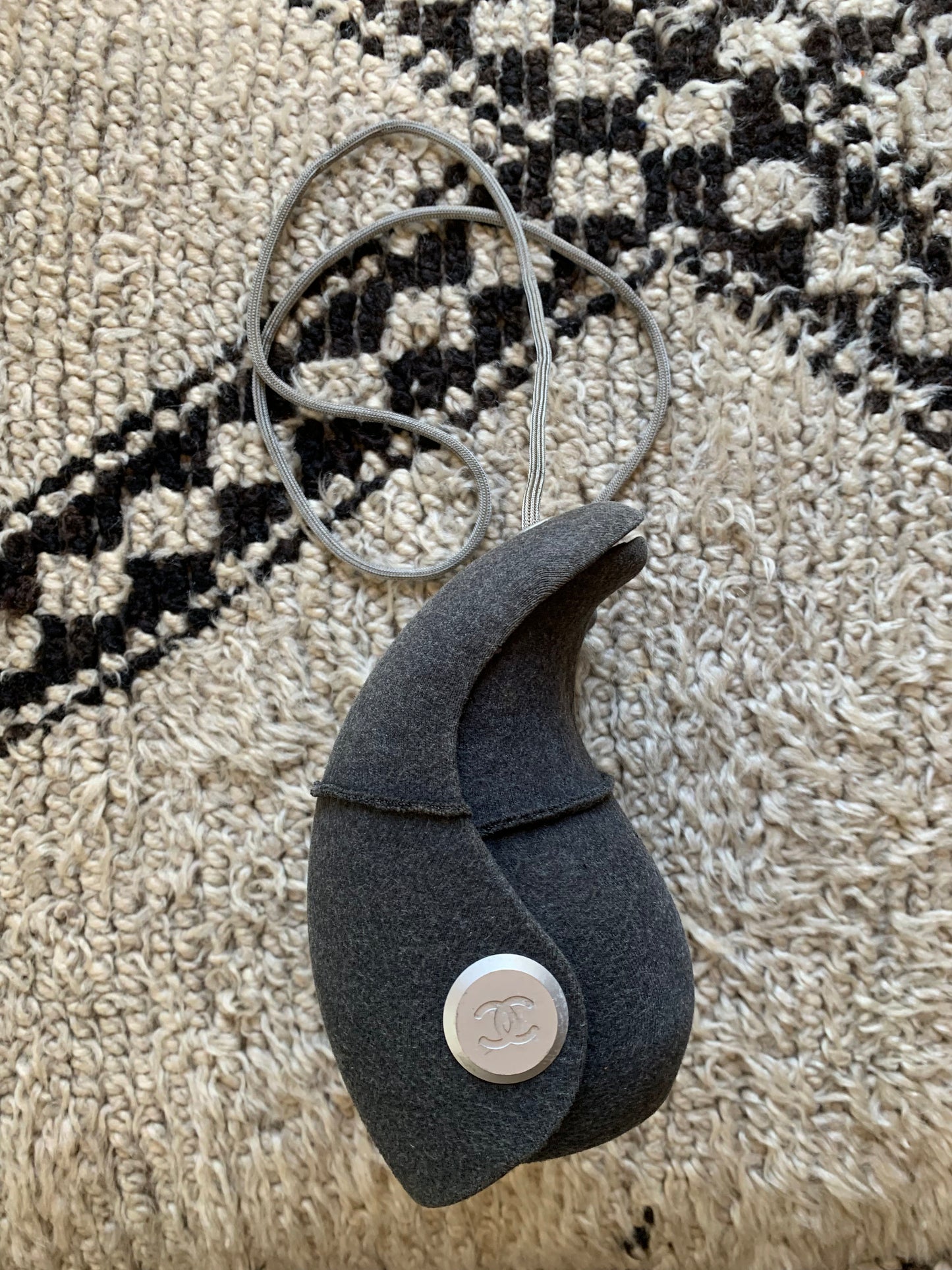 Vintage 1999 90's CHANEL Logo Grey Silver Monogram Millennium Butt Bag Hard Case Purse Shoulder Bum Bag Crossbody Cross body Canteen Clutch