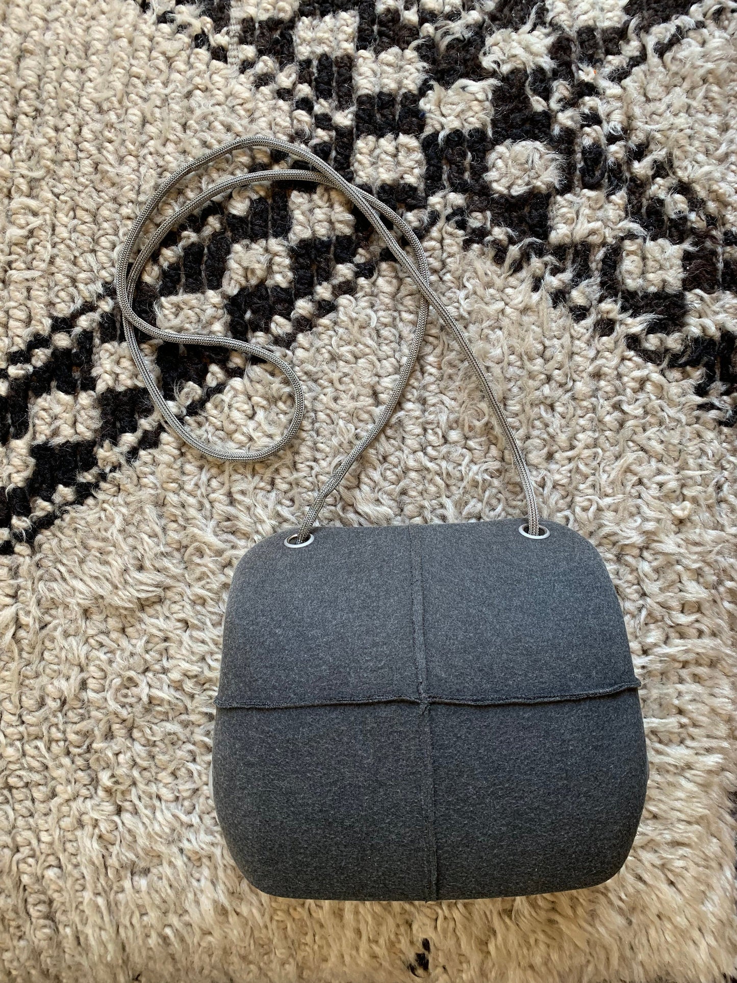 Vintage 1999 90's CHANEL Logo Grey Silver Monogram Millennium Butt Bag Hard Case Purse Shoulder Bum Bag Crossbody Cross body Canteen Clutch