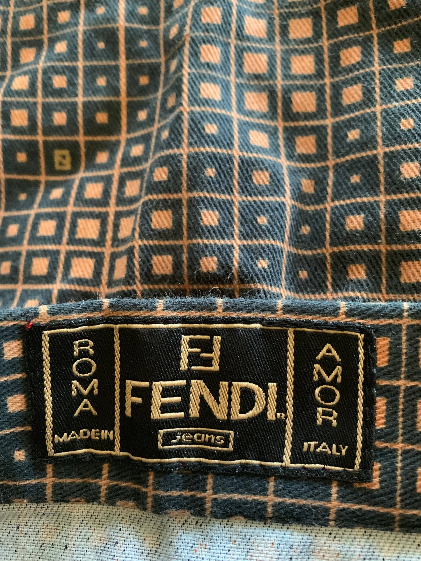 Vintage FENDI FF Micro Zucca Print MONOGRAM Silk Womens Brown Black Dress Knee Length Pencil Skirt Evening Button Skirt S M - Wow!!