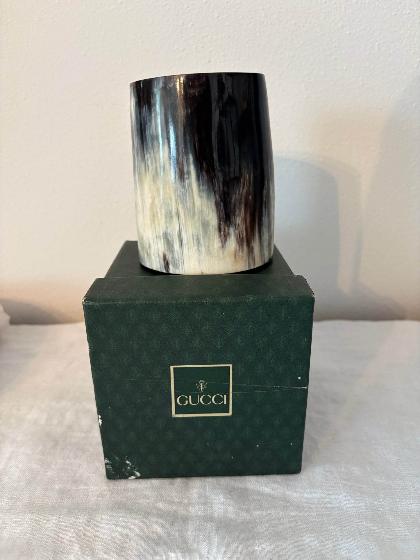 GUCCI 1990’s Buffalo Horn Minimalist Vase in Original Box