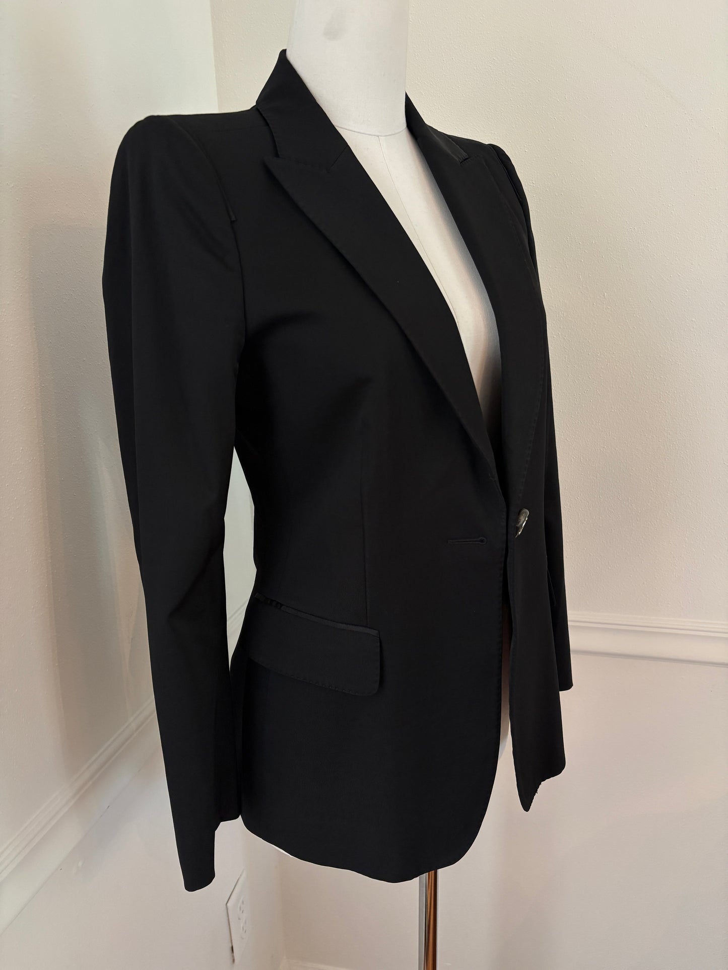 GUCCI Vintage 2007 Black Wool Equestrian Blazer Sz 40