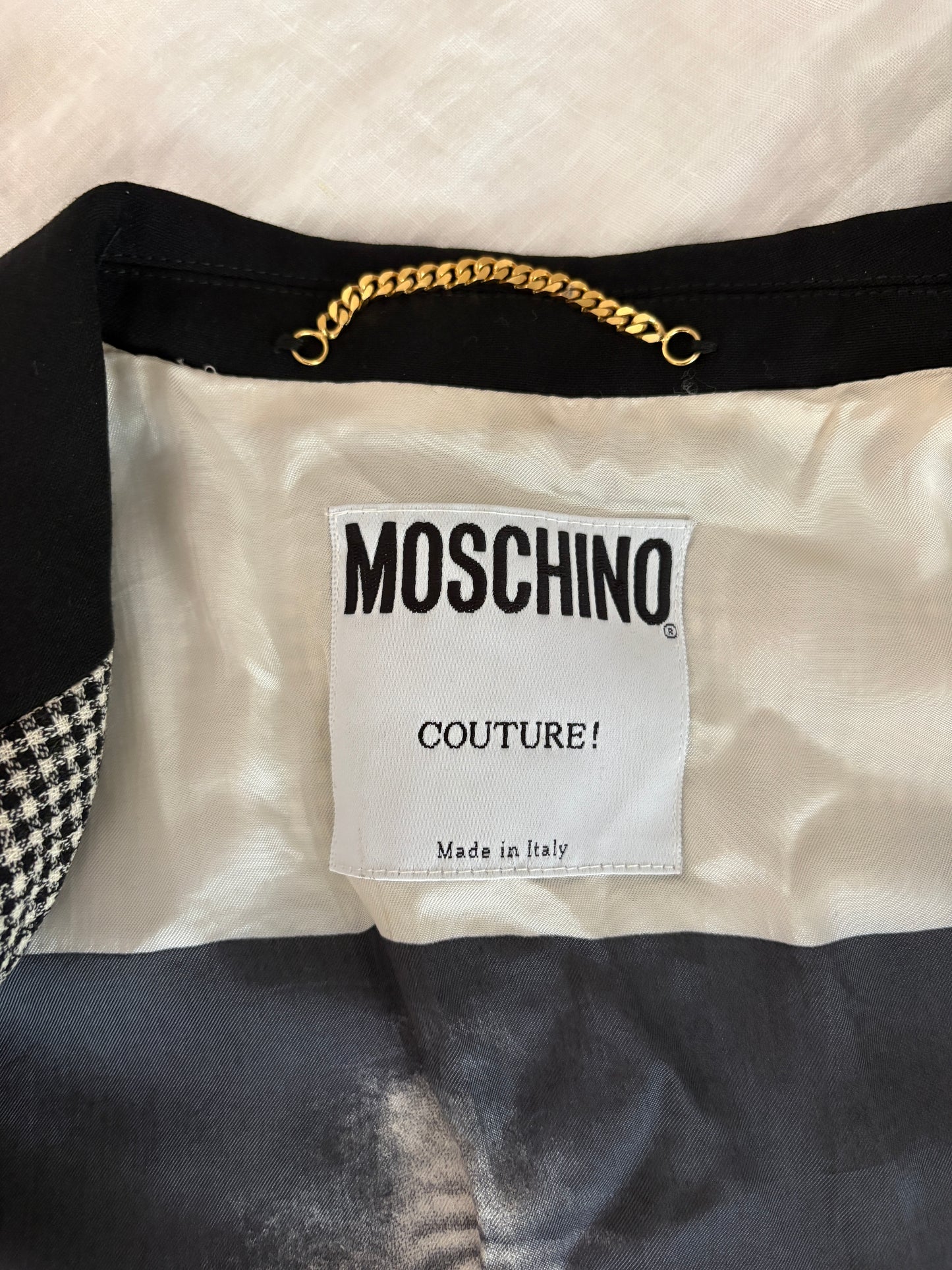 MOSCHINO Archival Vintage 1991 Houndstooth Blazer with Heart Buttons
