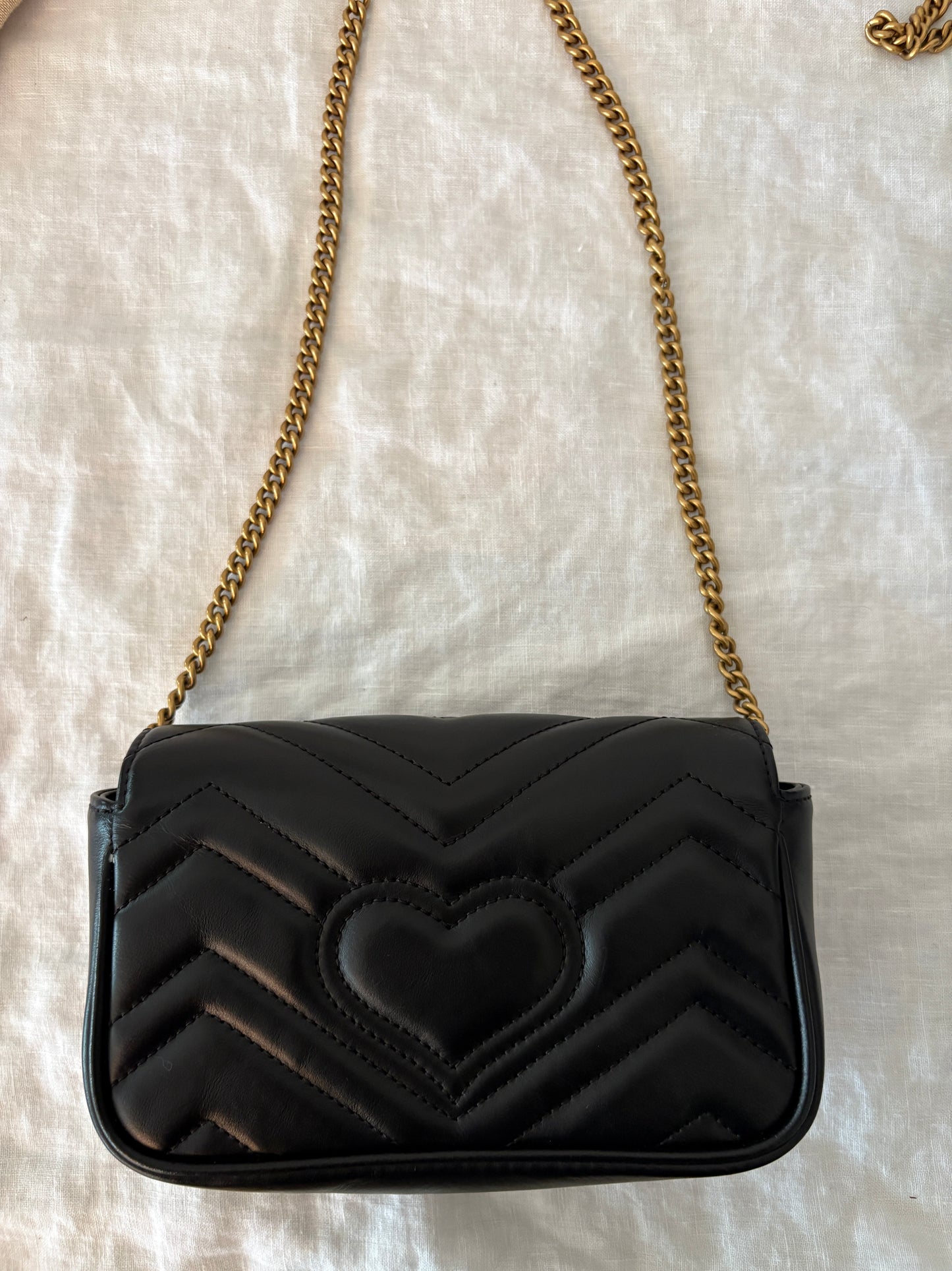 Gucci Black Leather Micro Marmont Crossbody Bag GHW