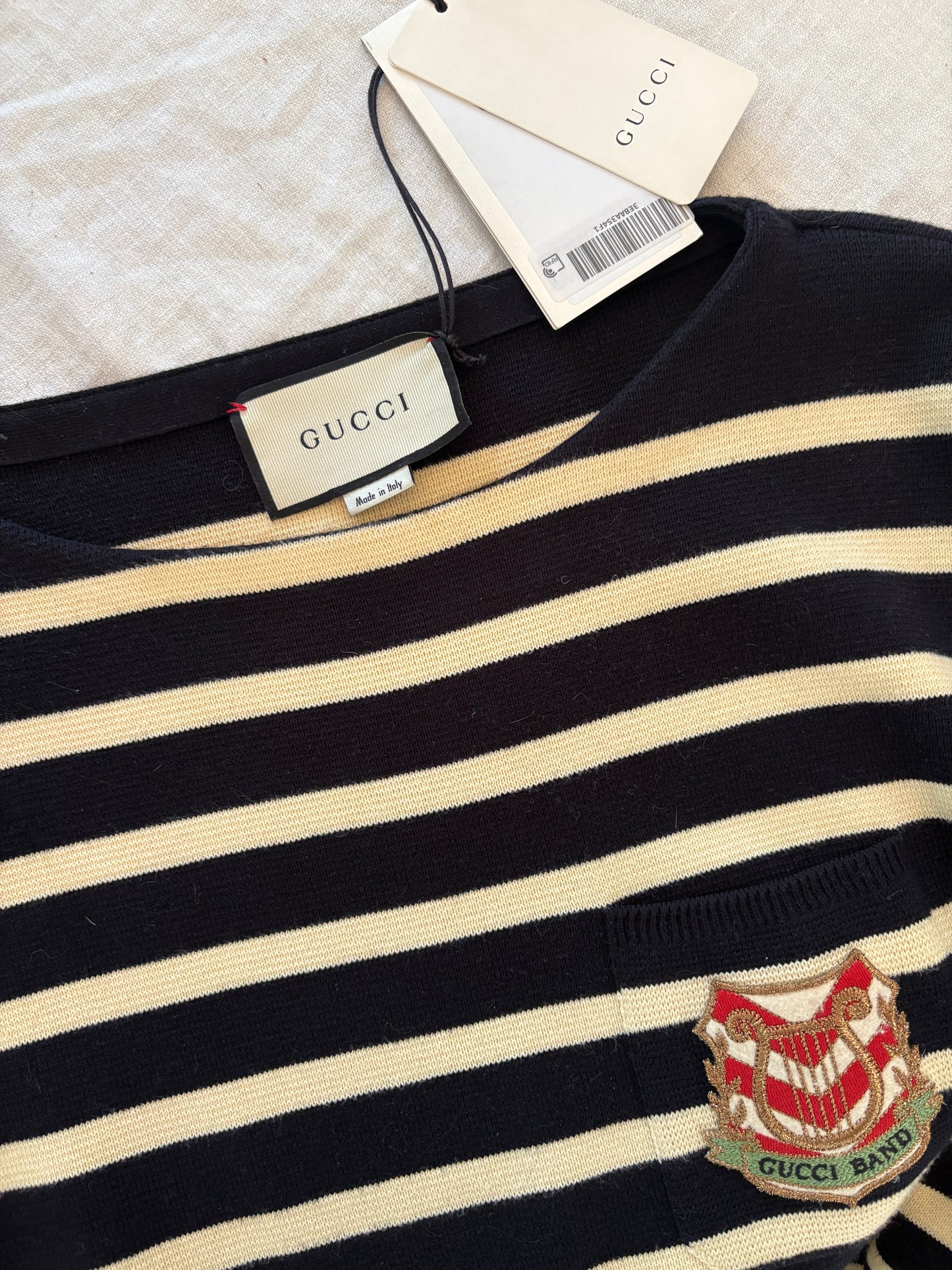 GUCCI Men’s Striped Cotton Band Knit Shirt