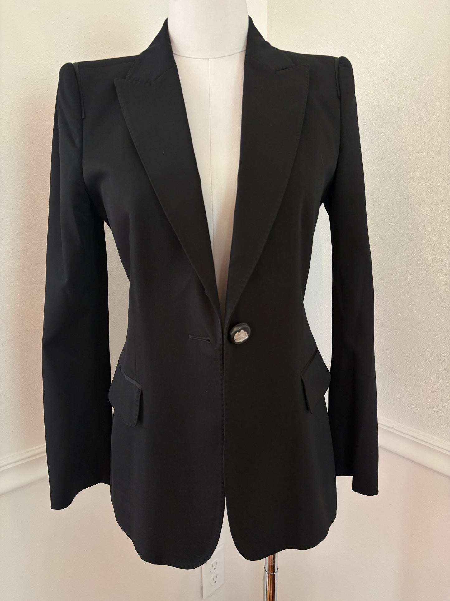 GUCCI Vintage 2007 Black Wool Equestrian Blazer Sz 40
