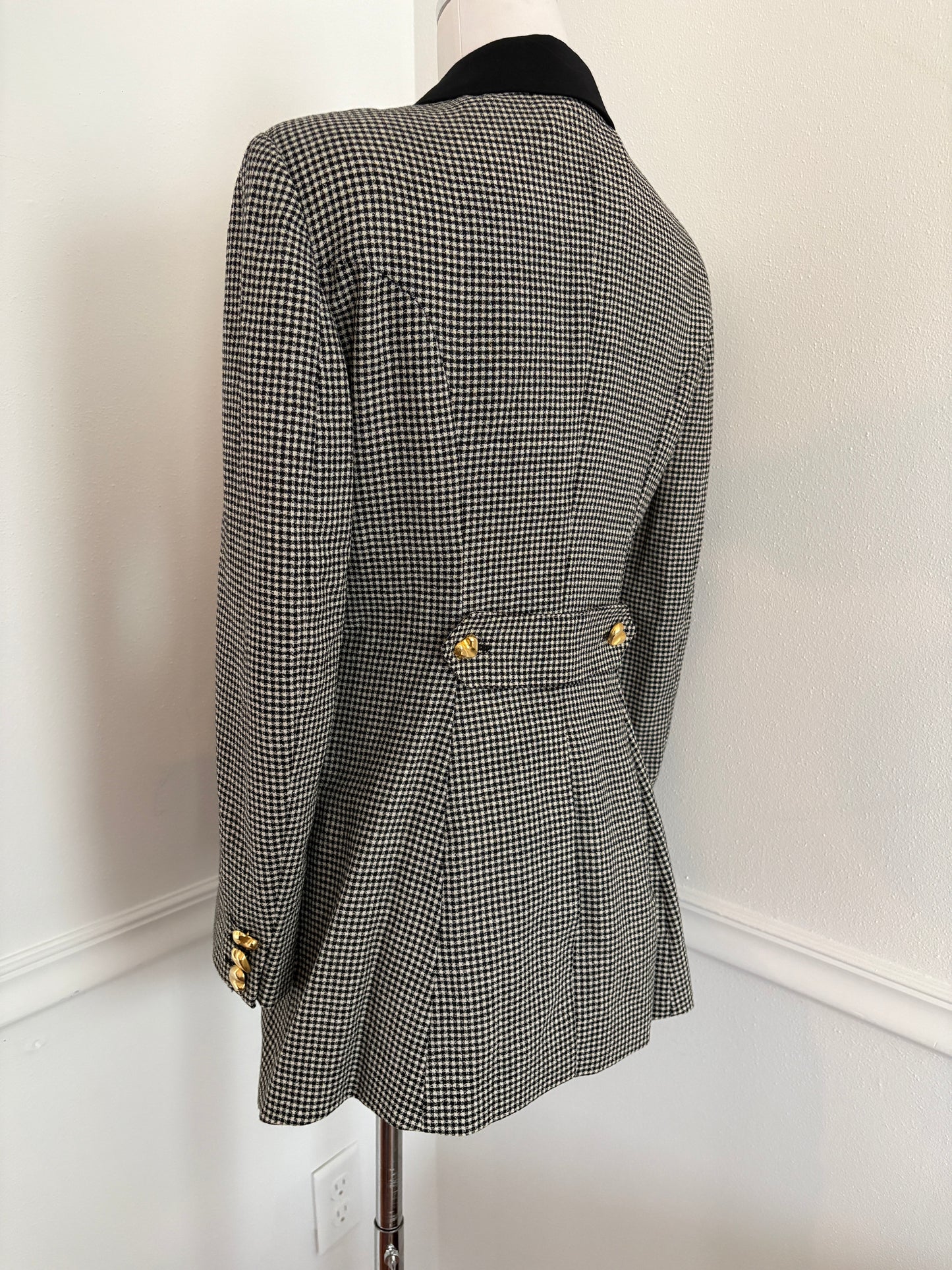 MOSCHINO Archival Vintage 1991 Houndstooth Blazer with Heart Buttons
