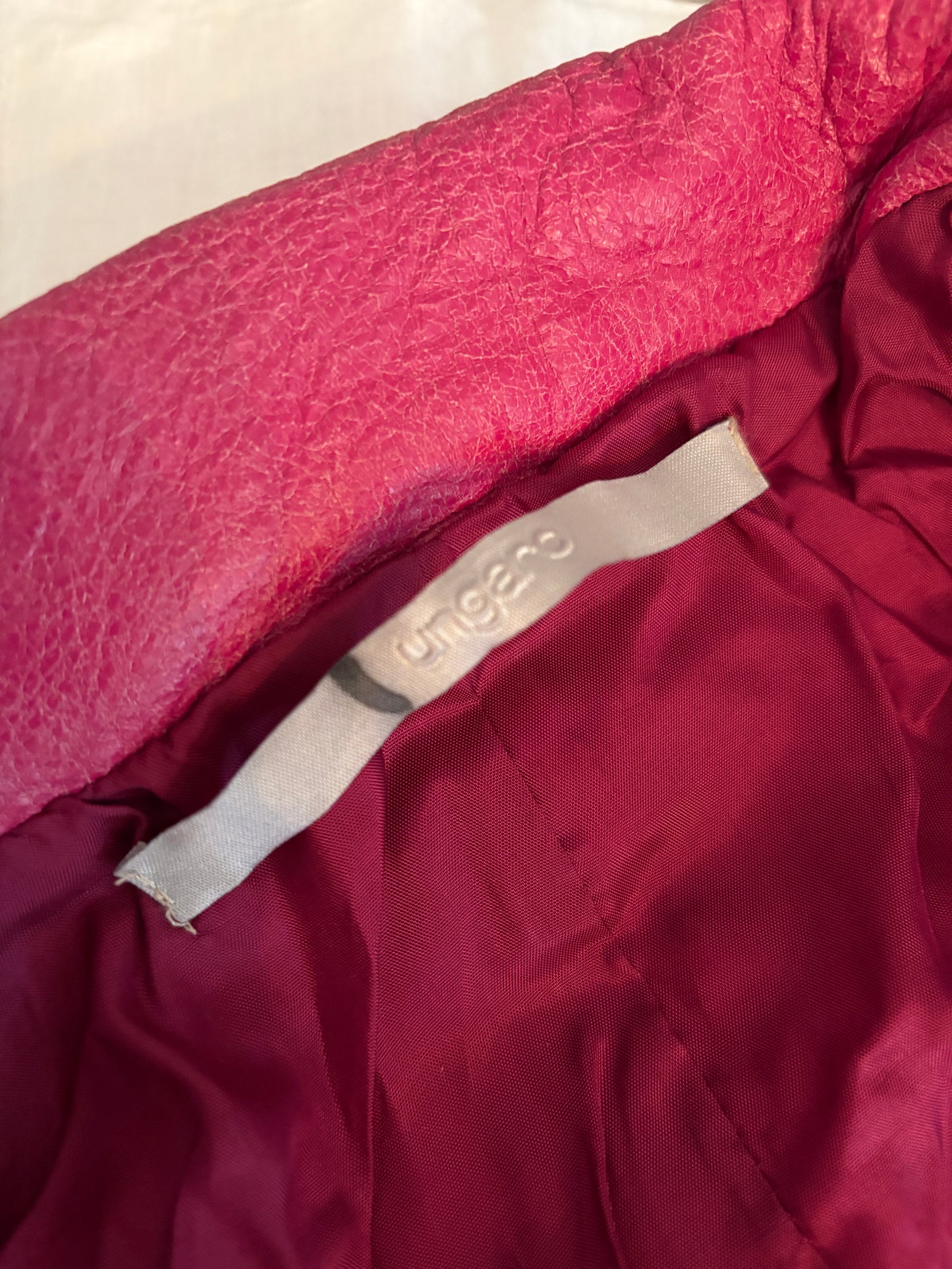 UNGARO 1990's Vintage Pink Leather Motorcycle Biker Jacket M
