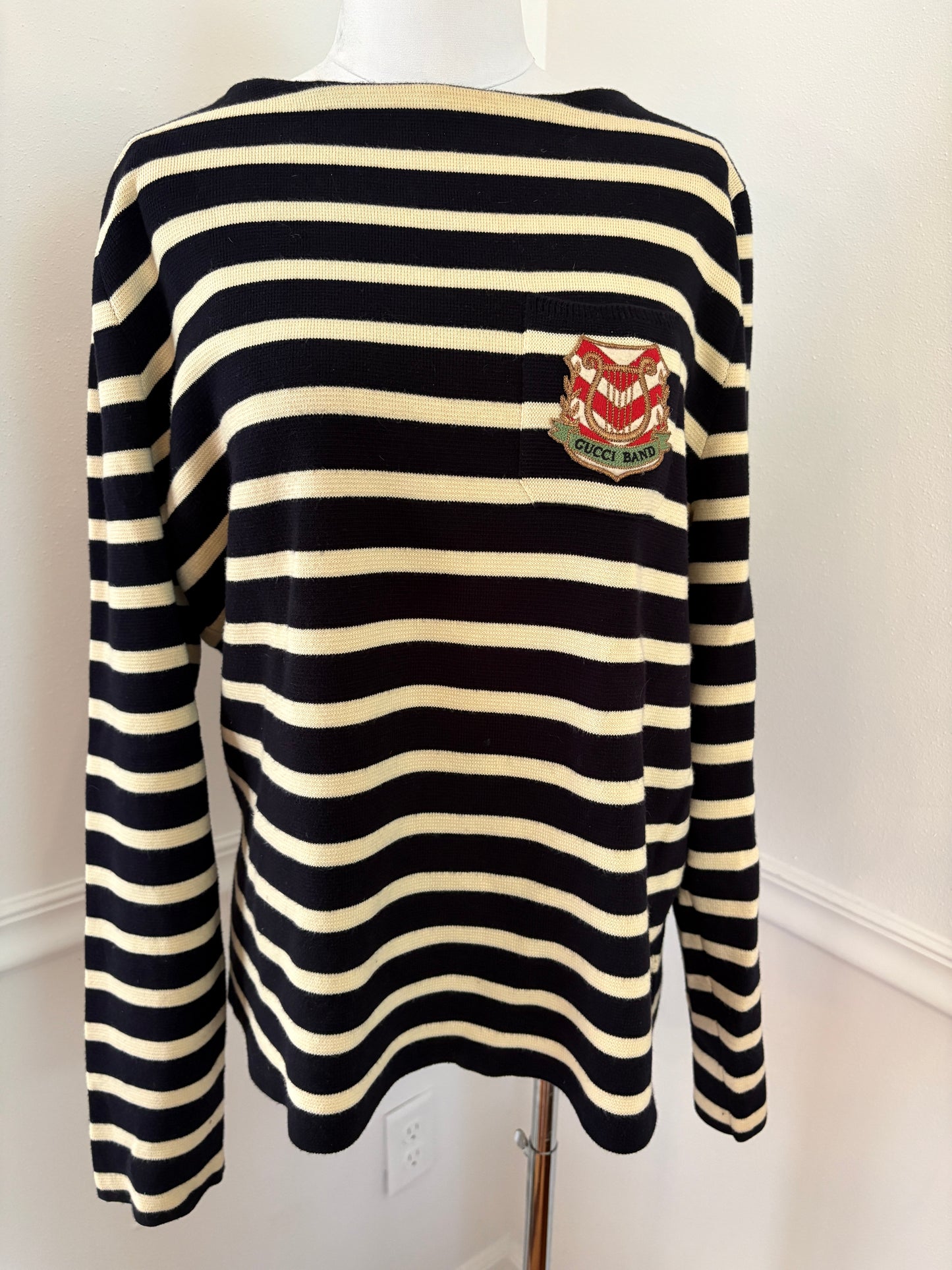 GUCCI Men’s Striped Cotton Band Knit Shirt