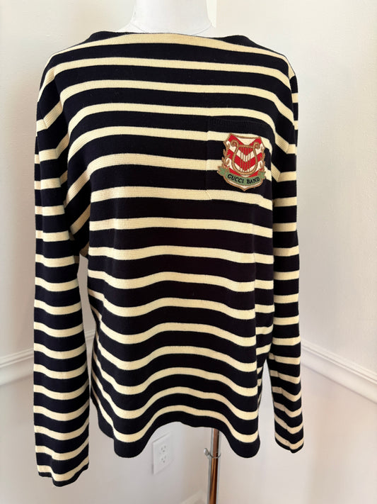 GUCCI Men’s Striped Cotton Band Knit Shirt