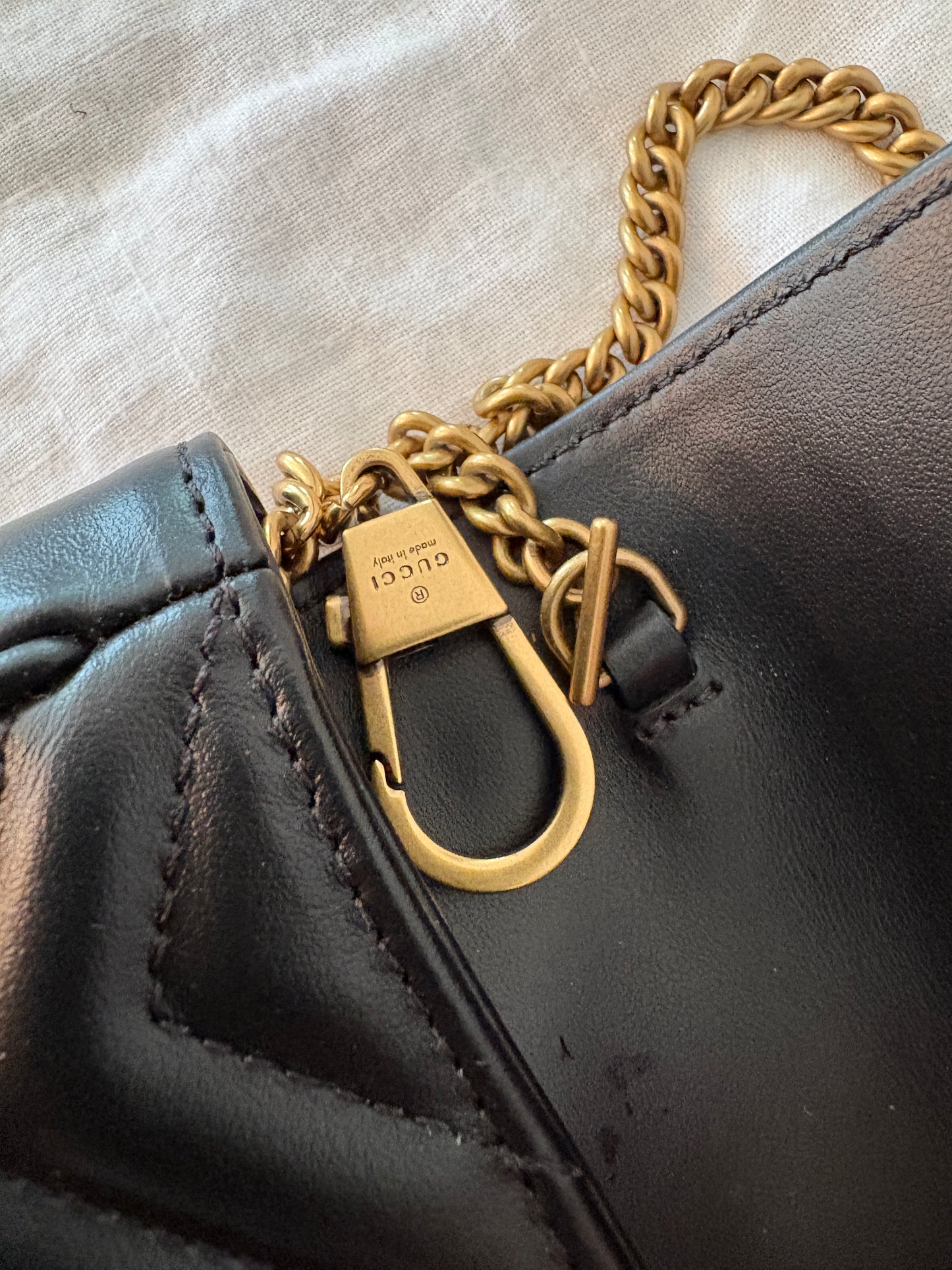 Gucci Black Leather Micro Marmont Crossbody Bag GHW