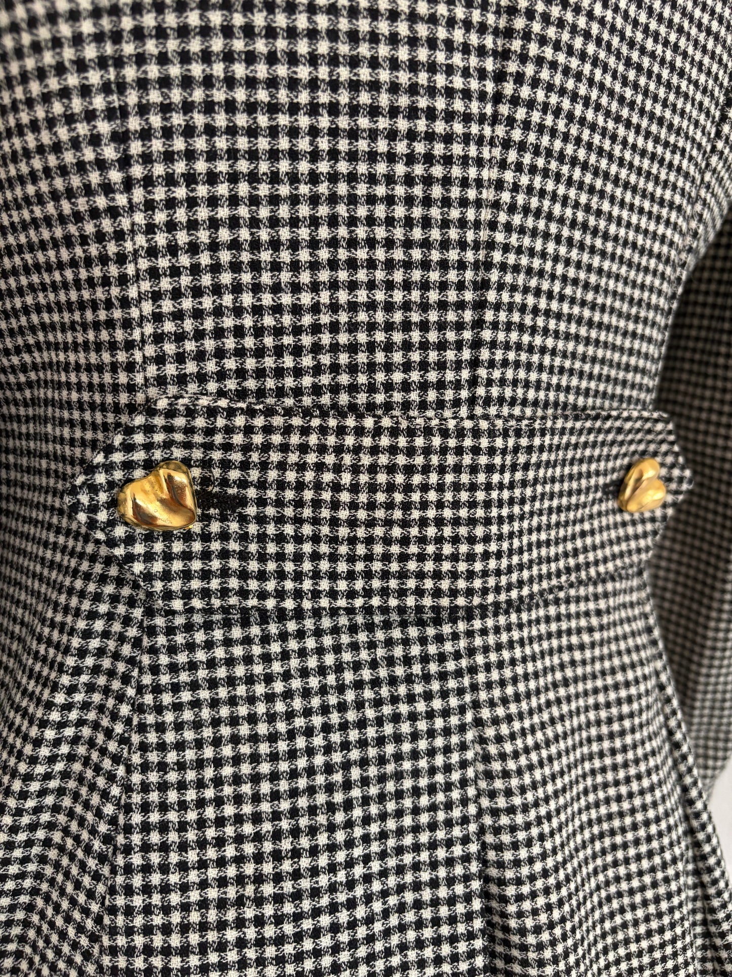 MOSCHINO Archival Vintage 1991 Houndstooth Blazer with Heart Buttons