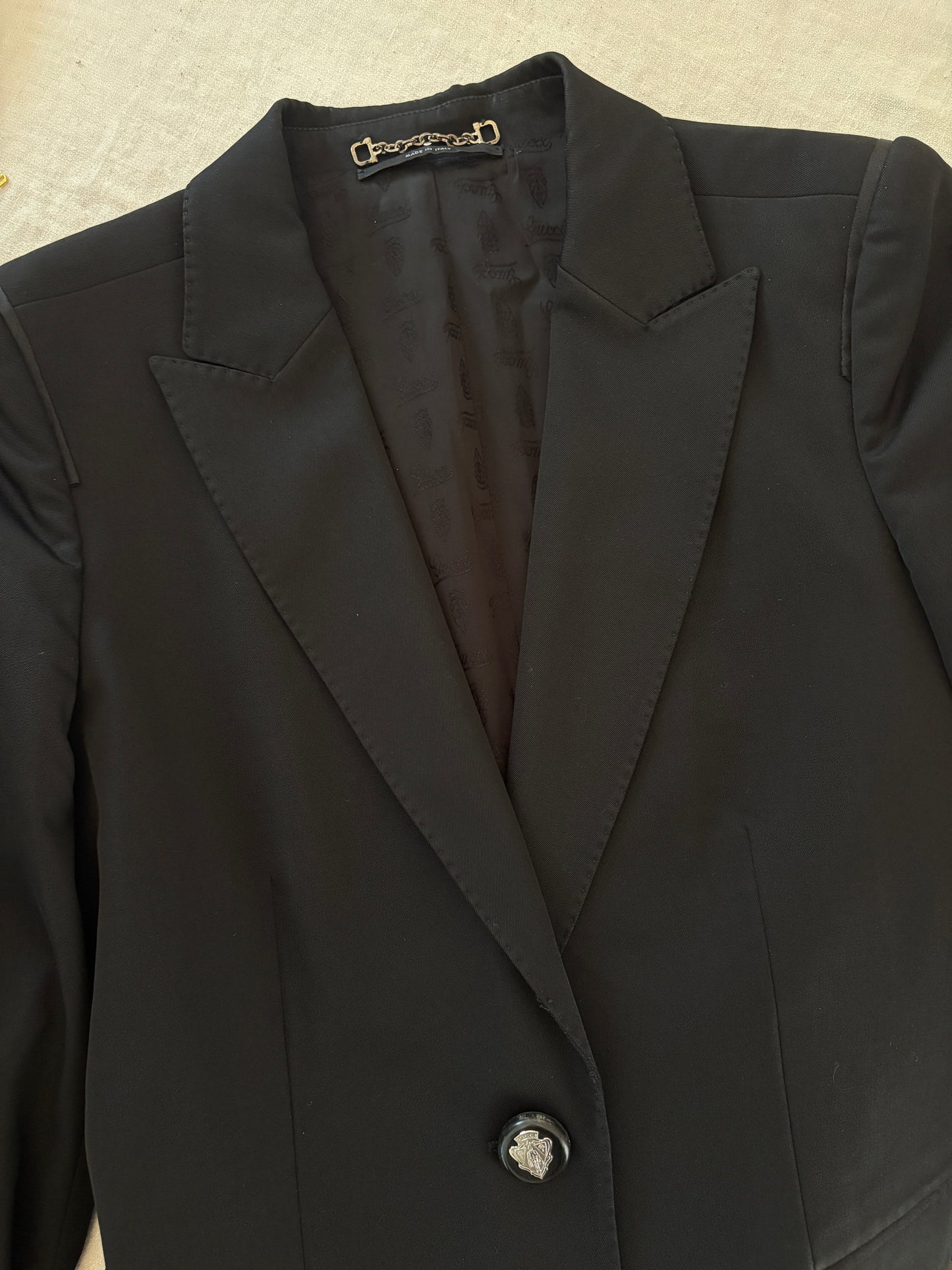 GUCCI Vintage 2007 Black Wool Equestrian Blazer Sz 40