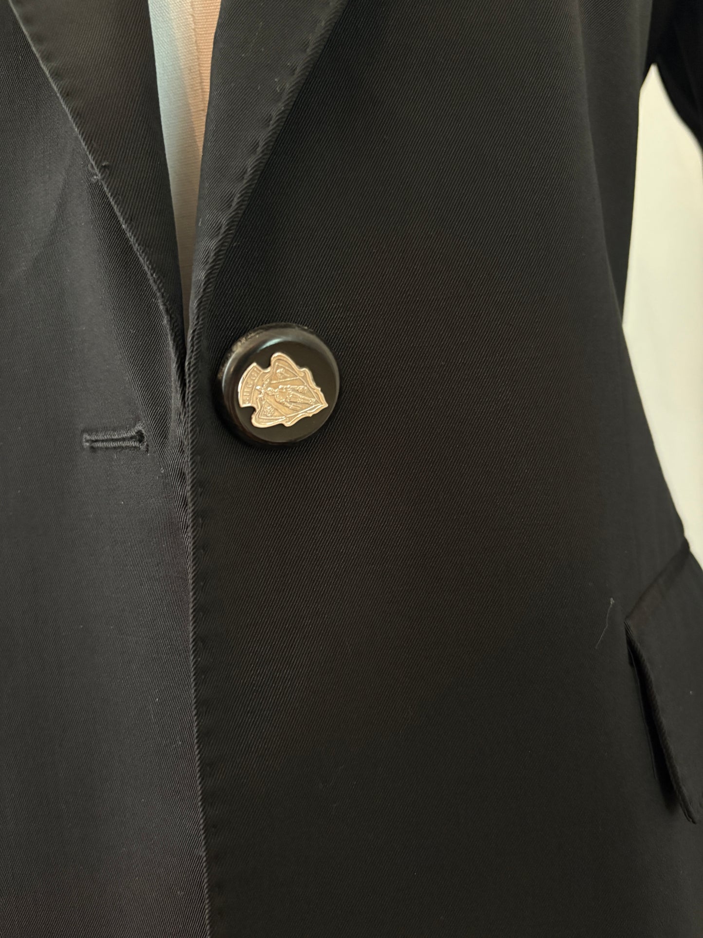 GUCCI Vintage 2007 Black Wool Equestrian Blazer Sz 40