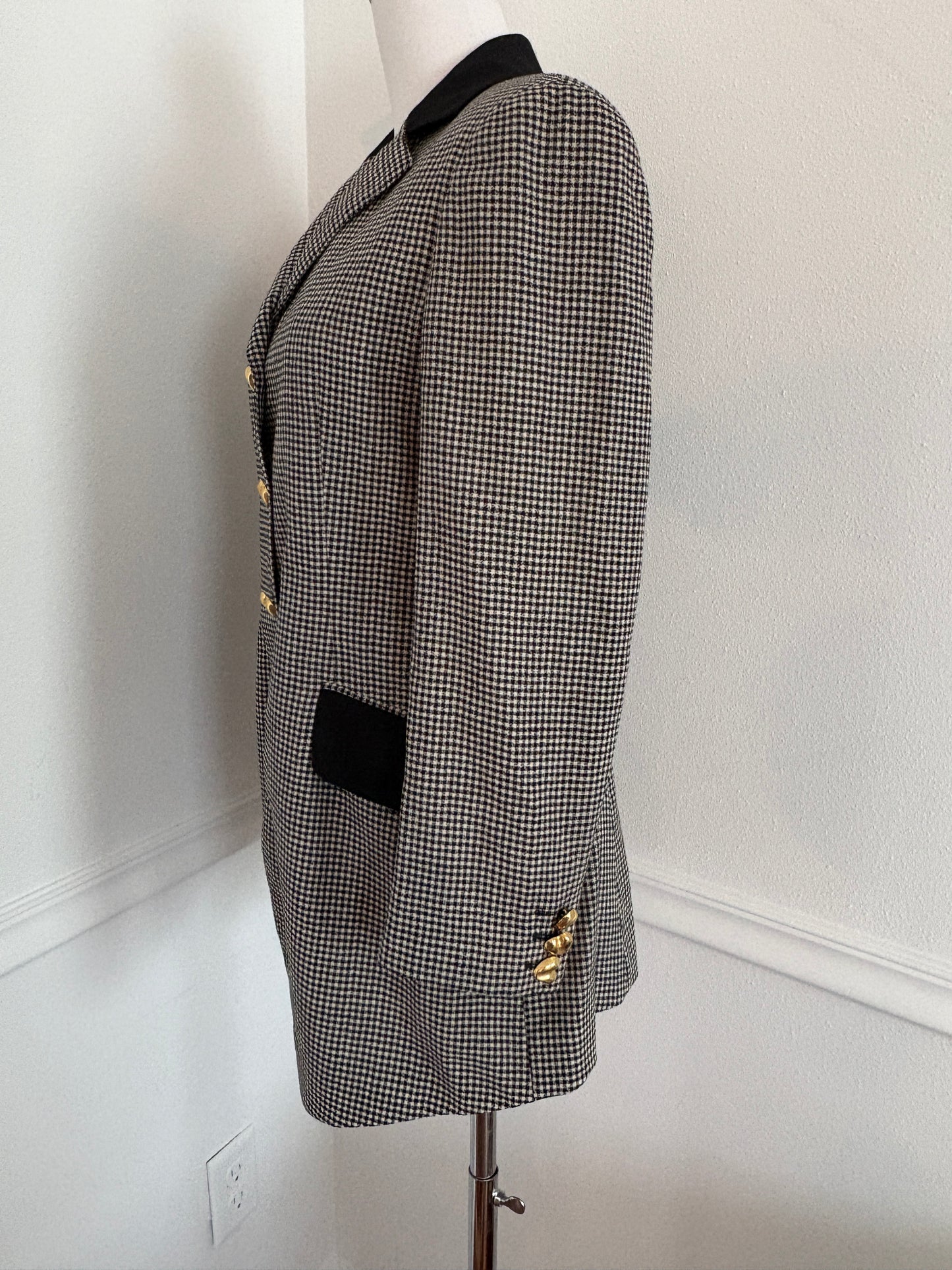 MOSCHINO Archival Vintage 1991 Houndstooth Blazer with Heart Buttons