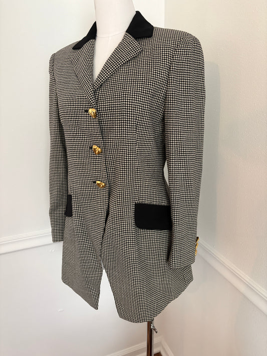 MOSCHINO Archival Vintage 1991 Houndstooth Blazer with Heart Buttons