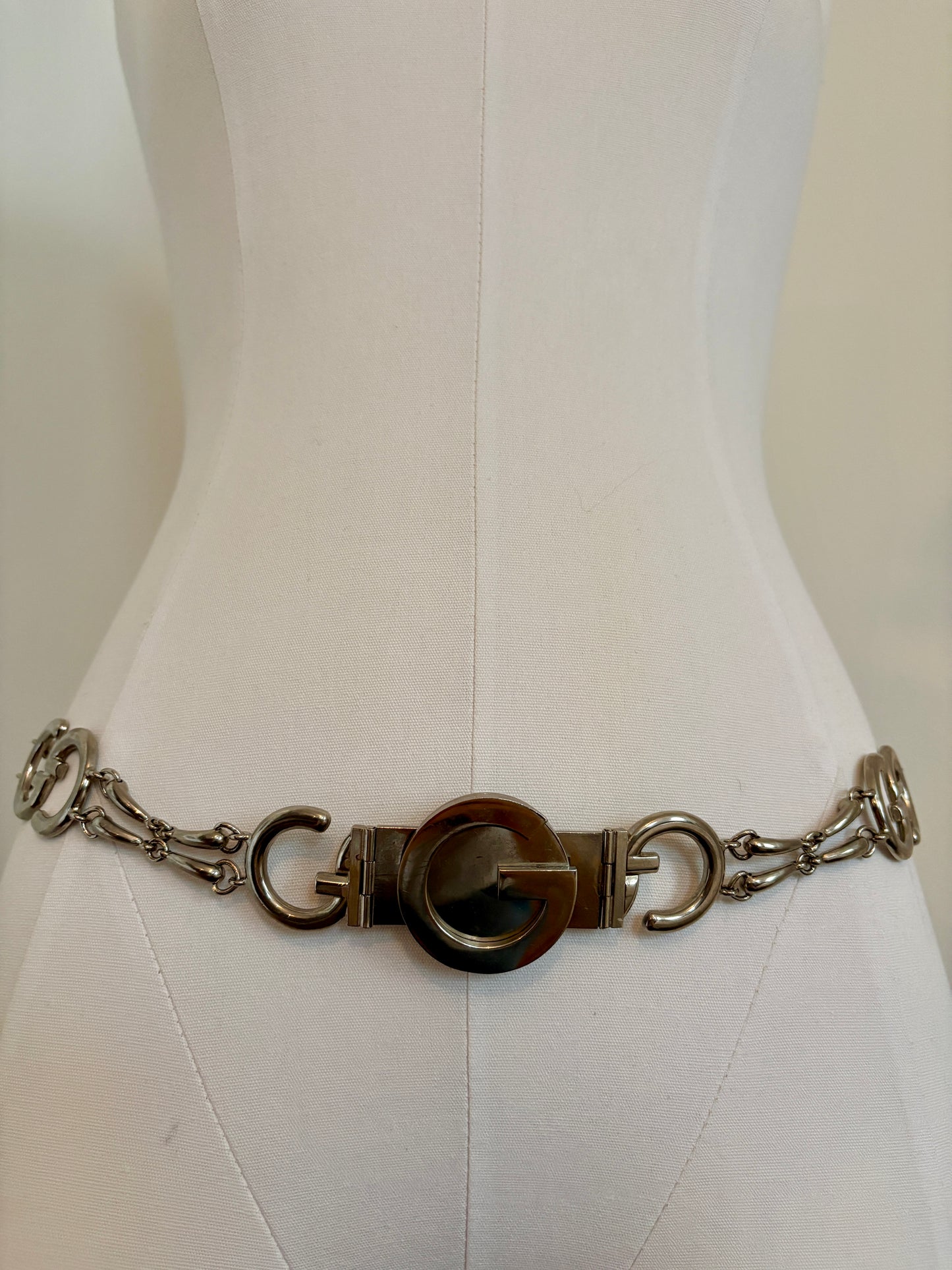 GUCCI 1970’s Archival Vintage Silver GG and Horse Bit Belt