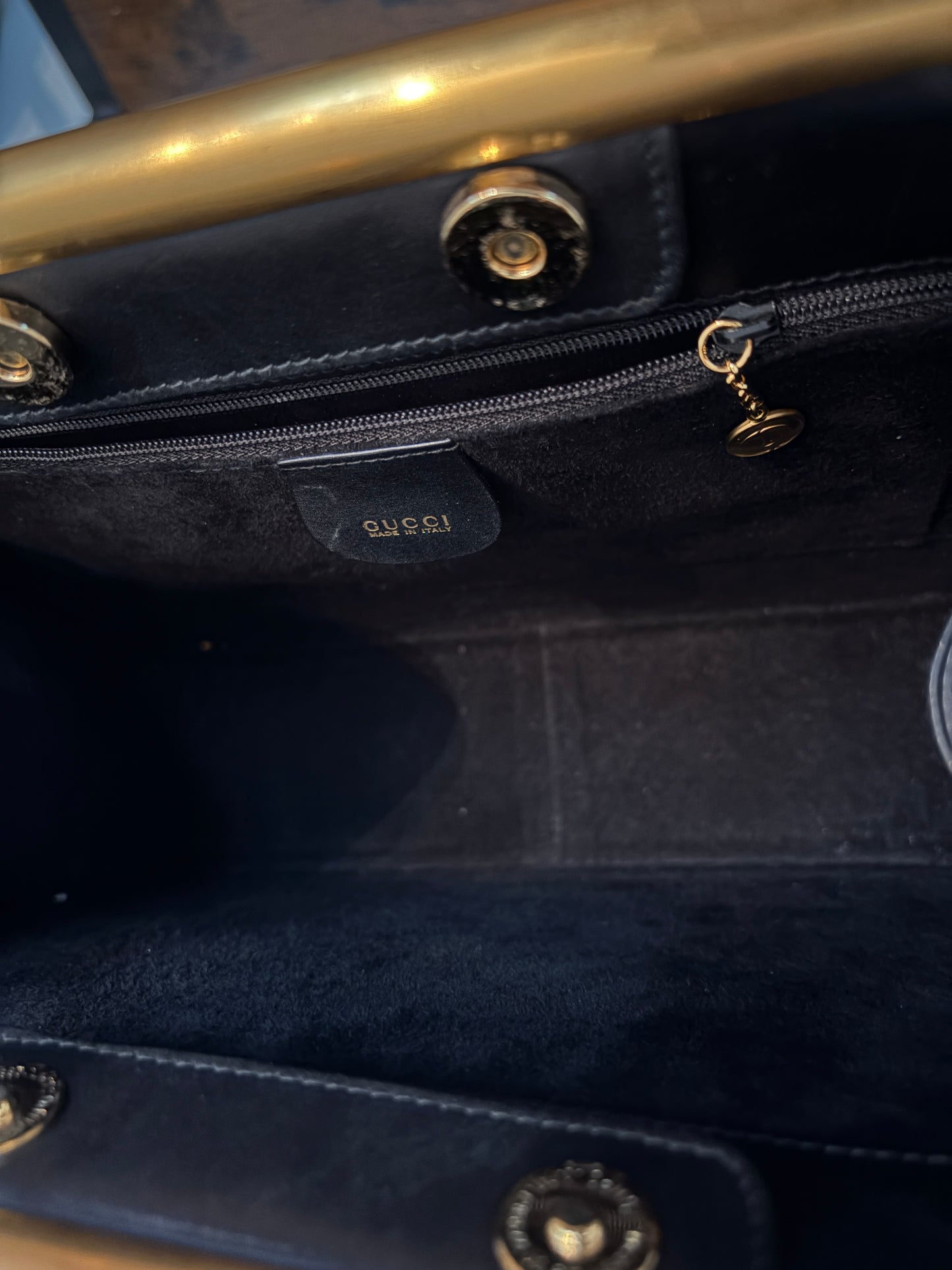 GUCCI 1994 Archival Vintage Black Suede Giant Snaffle Bit Bag