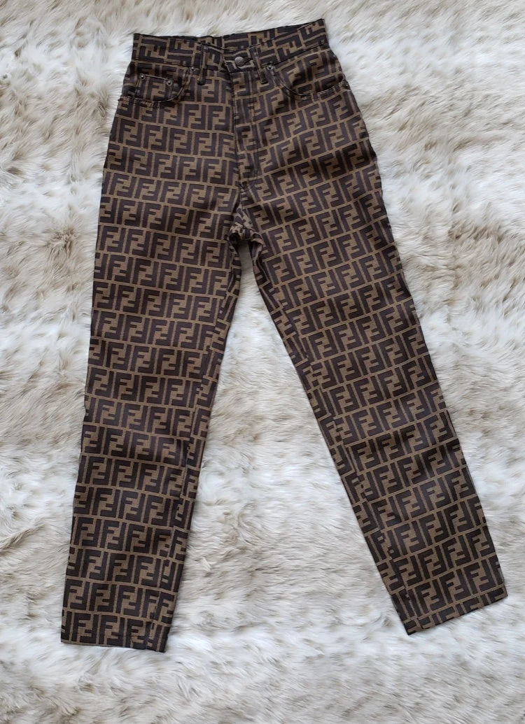FENDI Vintage 1990's FF Monogram Zucca Pants