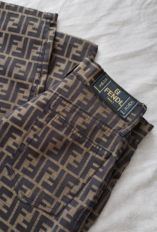 FENDI Vintage 1990's FF Monogram Zucca Pants