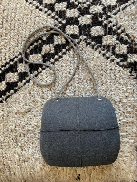 Vintage 1999 90's CHANEL Logo Grey Silver Monogram Millennium Butt Bag Hard Case Purse Shoulder Bum Bag Crossbody Cross body Canteen Clutch